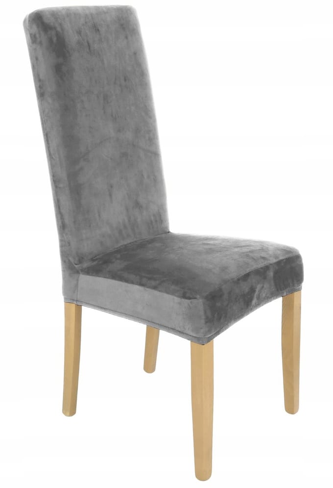 Ubieramy-meble Serie - Elastische Stoelbekleding - Grijs - Hoogsteun - Velours