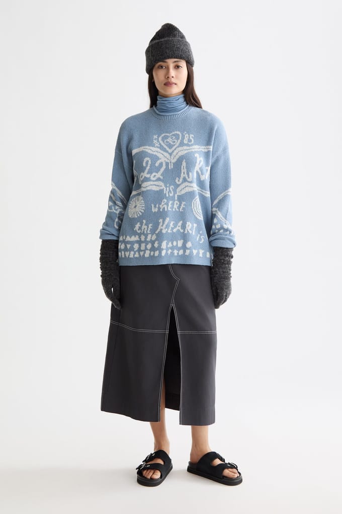 Scotch & Soda Jacquard Pullover Faded Denim Maat: M | Sweaters Outlet | Dames | Blauw
