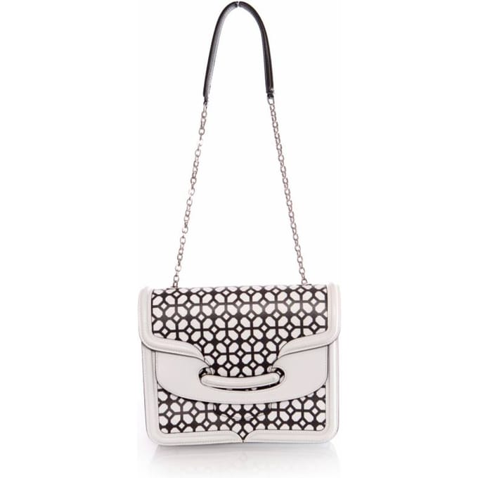 Alexander McQueen, Heroine zwart-witte schoudertas.