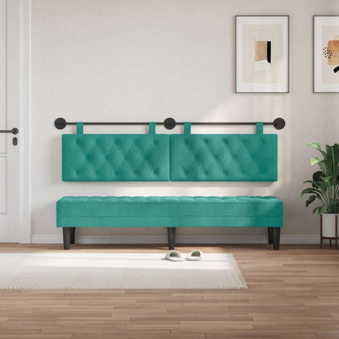 vidaXL - Hangend - hoofdbord - Turquoise - Fluweel