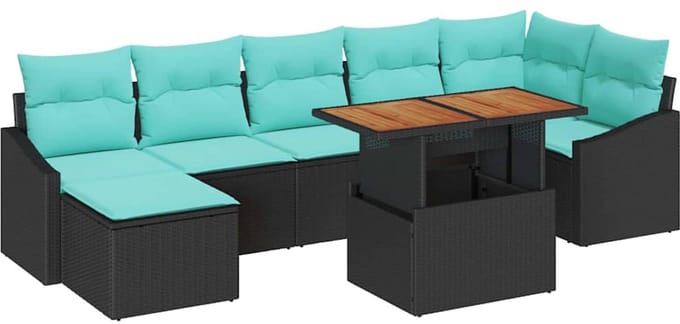 vidaXL - Tuinbank - Set - 8 - st - Zwart - en - Teal
