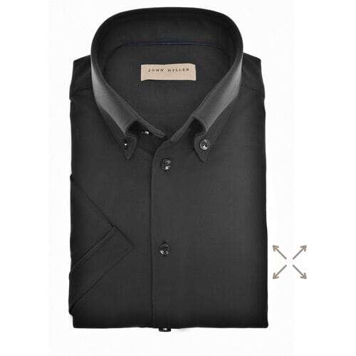 John Miller Overhemd Slim-Fit Hyperstretch Short Sleeve Zwart / male