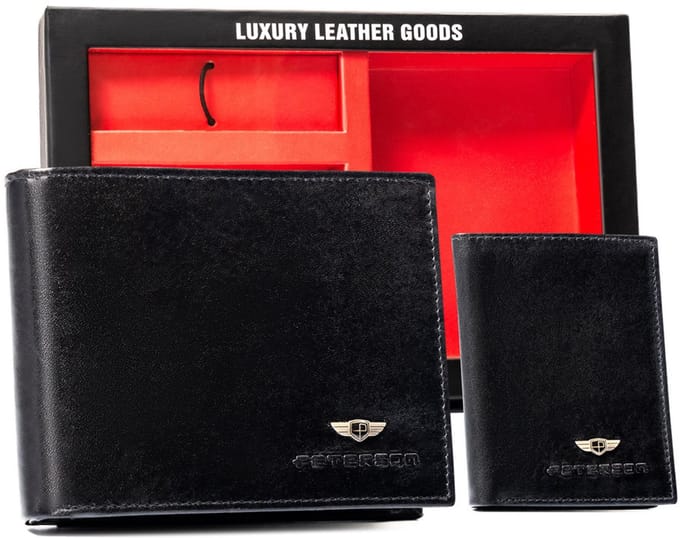 Peterson Luxury - Cadeauset Heren - Portefeuille & Pasjeshouder - Echt Leer - RFID Bescherming
