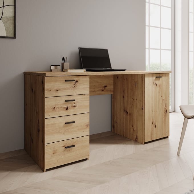 Meubella - Glymp - Bureau - Eikenpatroon - 145x60x75 cm