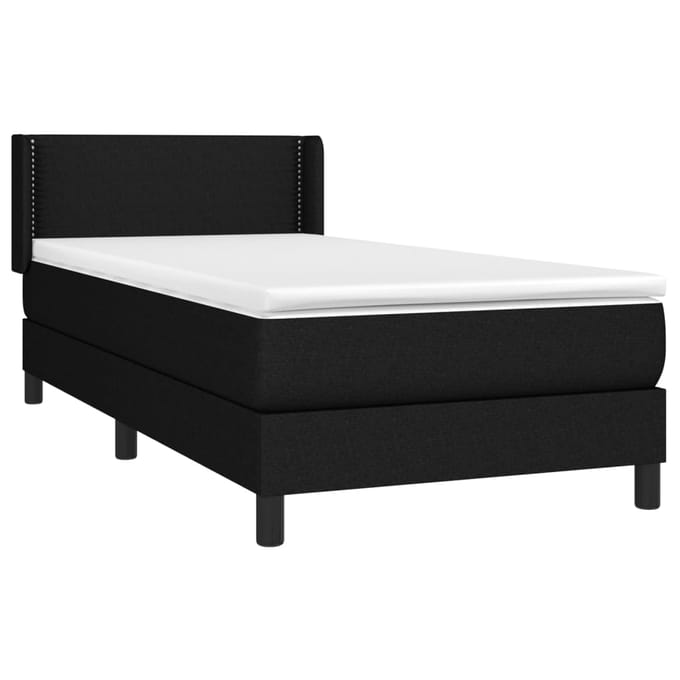 vidaXL - Boxspring - met - matras - stof - zwart - 90x190 - cm