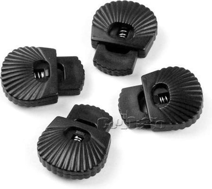 Bevestigingsclip met Veer voor Elastisch Touw 4mm - Zwart