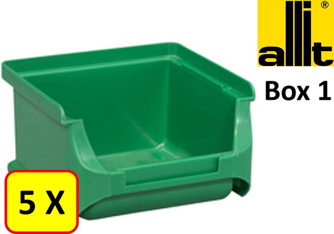 5 x Magazijnbak - grijpbak - stapelbak Allit - ProfiPlus Box 1 - 0,3 L - PP - groen