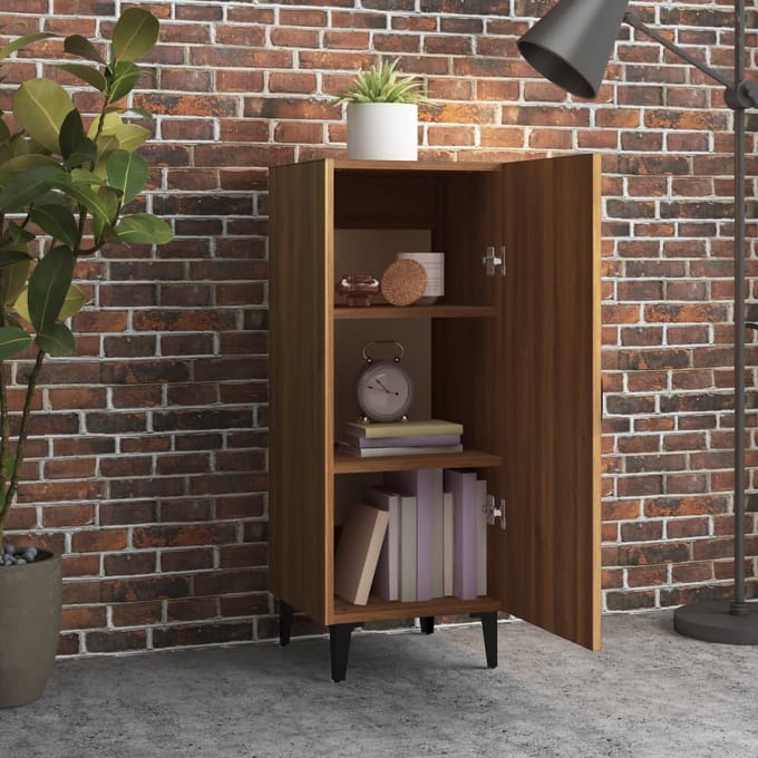 vidaXL - Dressoir - 34,5x34x90 - cm - bewerkt - hout - bruin - eikenkleur