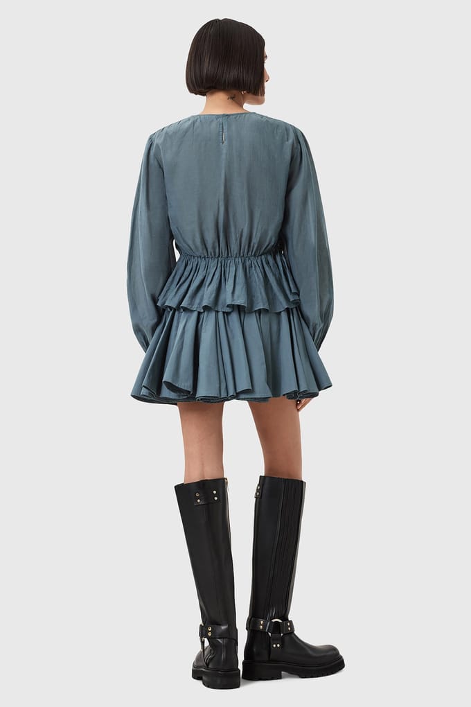 AllSaints Tulip Skirt Dark Slate Blue Größe: 10 | Miniröcke Outlet | Damen | Blau
