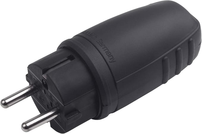 Veiligheidscontactstekker - rubber/kunststof - zwart - 250 V - 16 A