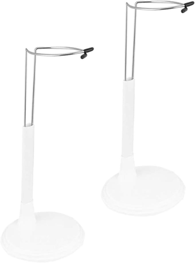 Poppenstandaard 2 stuks - Poppenhouder display - Poppen presenteren - Verstelbare hoogte - Voor 25 cm poppen - Wit