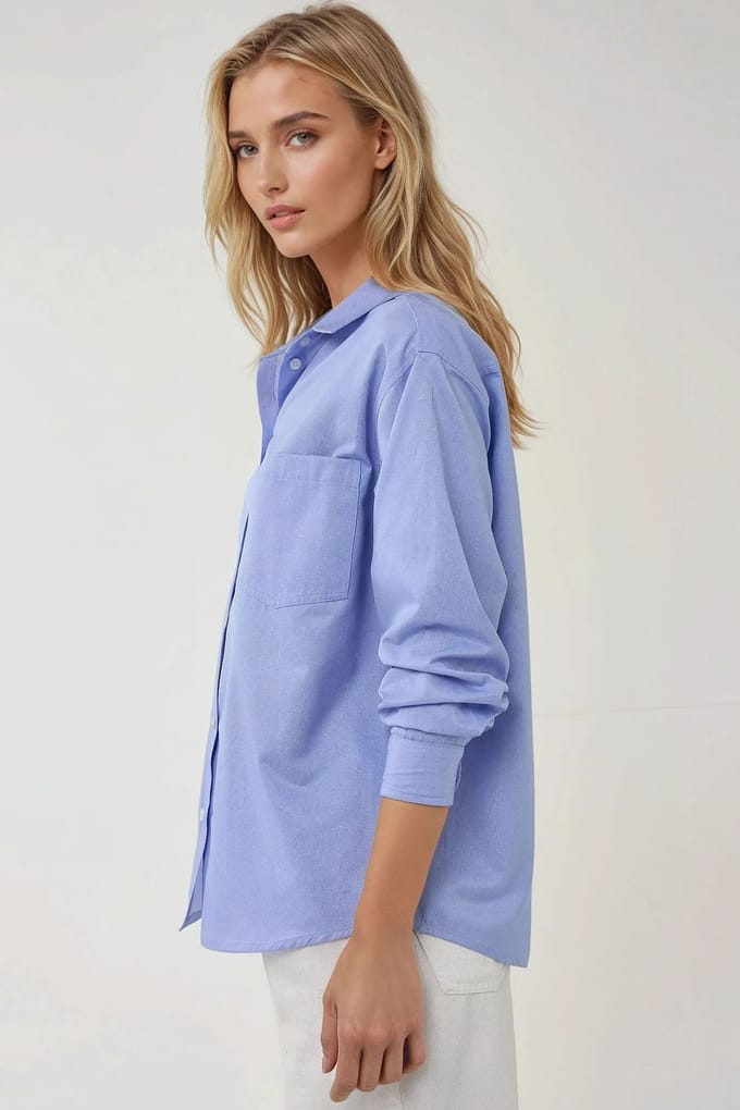 Gestructureerde Regular Fit Linnen Look Langarm Shirt
