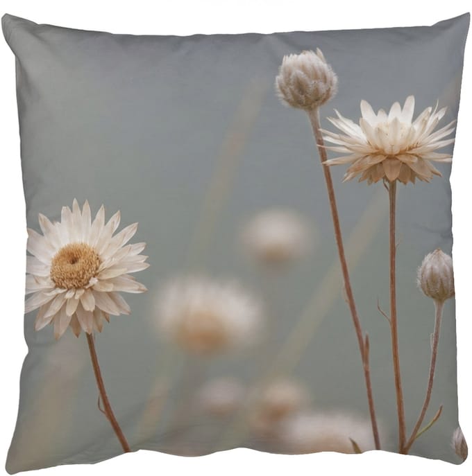 Sierkussens - Kussentjes Woonkamer - 40x40 cm - Strobloemen - Wit - Daglicht