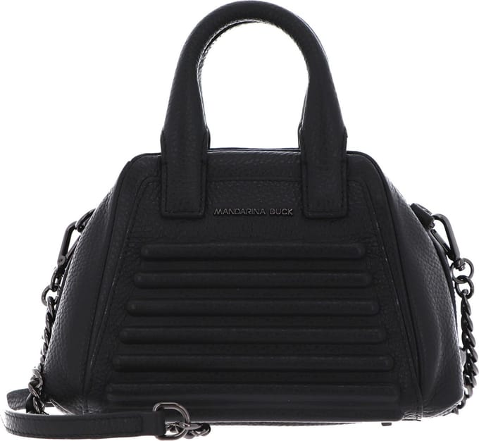 MANDARINA DUCK Leren Handtas Schoudertas I-Con Tote Nero Zwart