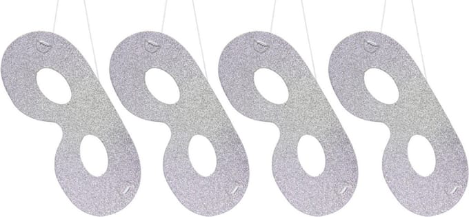 Folat Verkleedmaskers Glitter Karton Zilver One-size 4 Stuks