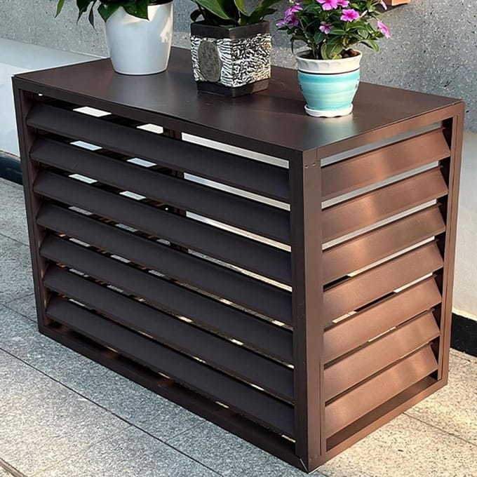 Privacyhek Aluminium - Buitenscherm Panelen - Terras Afschermen - Weerbestendig Ontwerp - 100 cm - Bruin