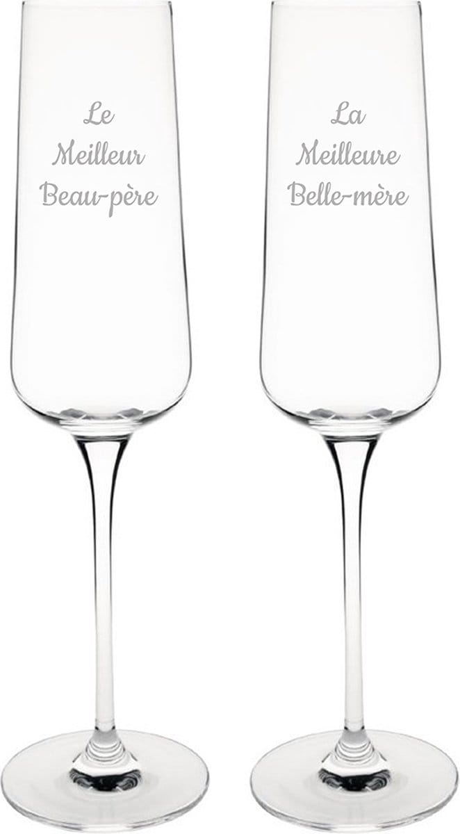 Champagneglas gegraveerd - 27cl - Le Meilleur Beau-père & La Meilleure Belle-mère