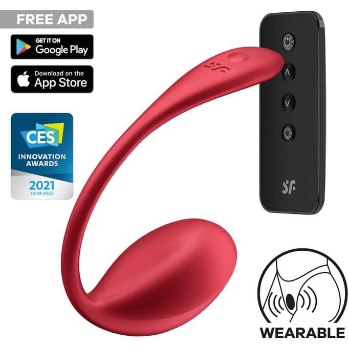 Satisfyer, vibrator, bluetooth slipvibrator, Shiny Petal, 11 cm, met app, waterdicht, flexibel snoer, draagbare vibrator, oplaadbaar