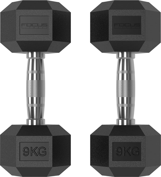 Focus Fitness - Hexa Dumbbells - 9 kg - Set van 2