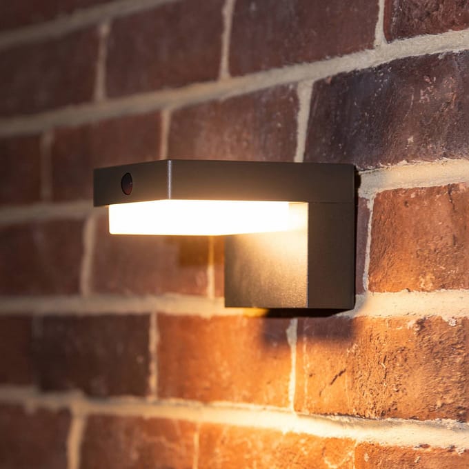 G & L Handels GmbH LED wandlamp op accu 800104, antraciet, IP44, sensor