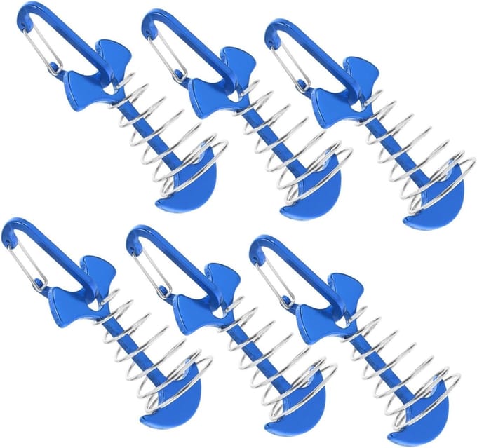 Grondpennen Set - Tentharingen Ankers - Tent Vastzetten - Visgraat Ontwerp - 6 Sets - Blauw