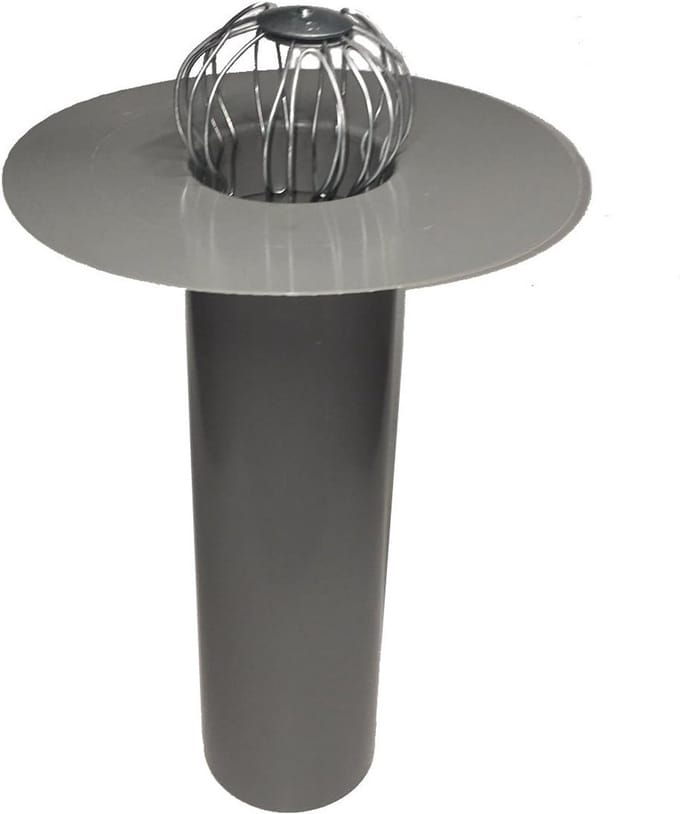 Platte dakafvoer DN 100 en DN 110 met bladvanger en flens voor bitumen en PVC