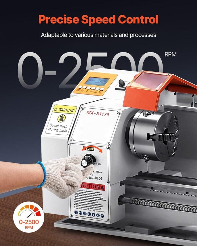 Metalen draaibank Machine 8,7 x 39 inch Bankstroom Metalen draaibank Automatische voeding