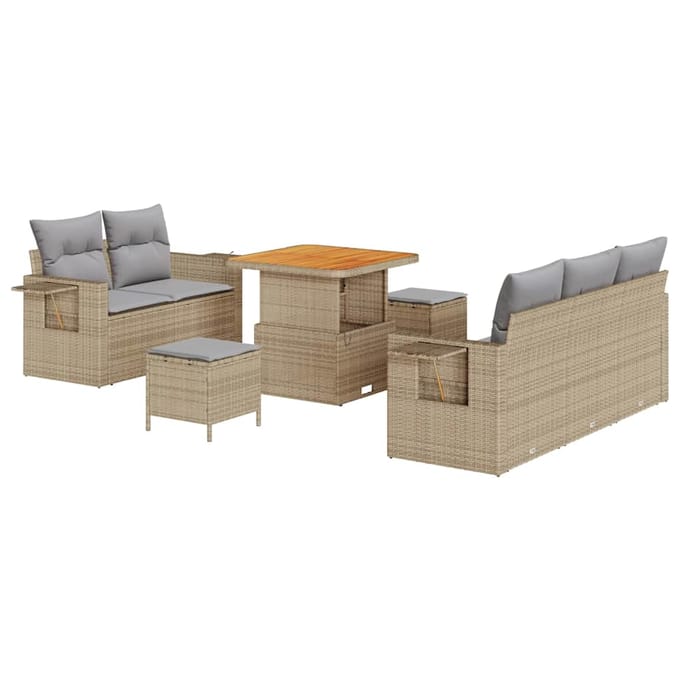 vidaXL - Tuinbank - Set - 10 - st - Beige - en - Lichtgrijs - poly - rattan