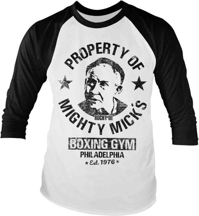 Rocky Raglan top -XL- Mighty Mick's Gym Wit/Zwart