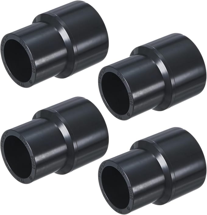 4-Pack PVC Reducer Koppeling 32x27 mm Rechte Verloopstuk voor Waterleidingen - Grijs