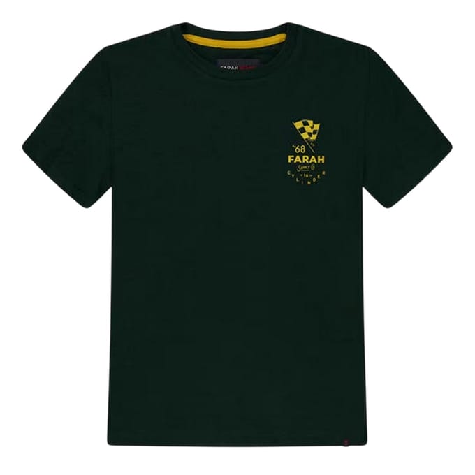 Farah T-shirt met logo en letters voor kinderen (Groen)
