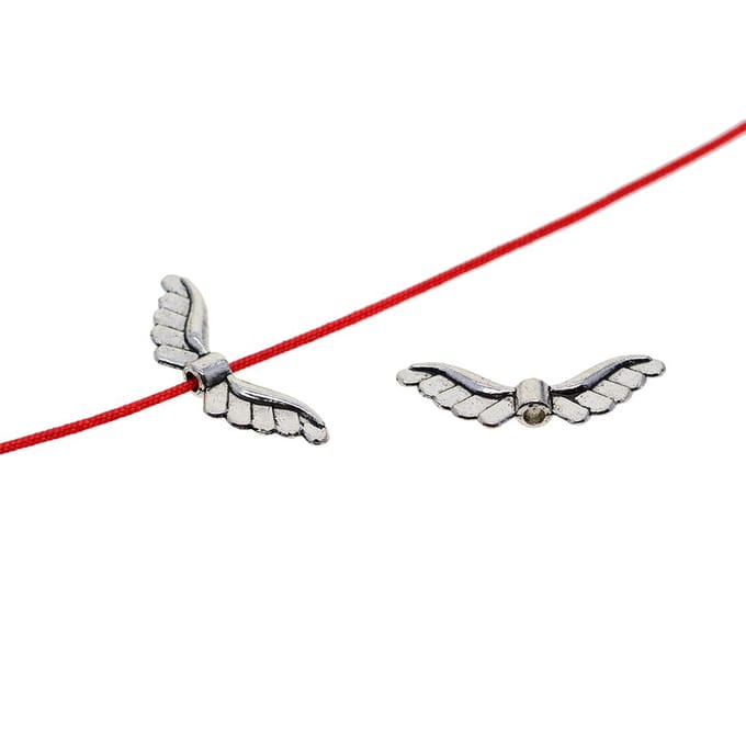 100 perles tibétaines en argent avec ailes d'ange, breloques d'espacement, fabrication de bijoux, 23x8mm 23x8mm gray