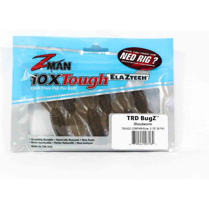 Zman zacht kunstaas TRD Bugz 2,75 inch 6/pack Bloodworm (3182) blue