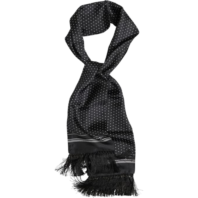 Zwart Witte Polkadot Franje Sjaal