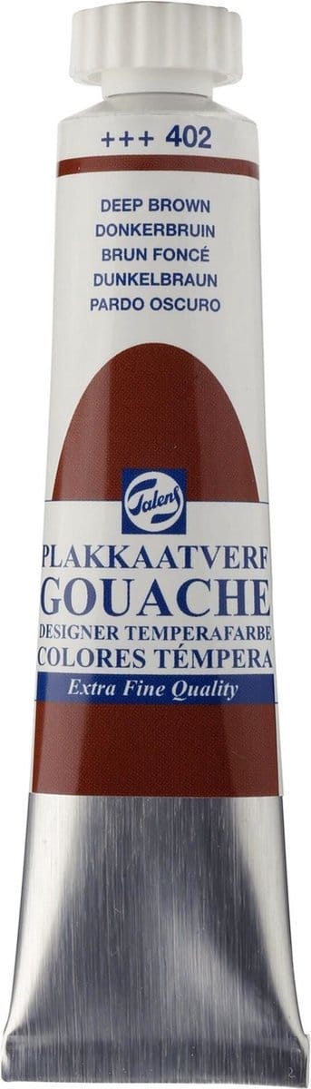 Plakkaatverf - 402 Donkerbruin - Gouache extra fine - Talens - 20 ml