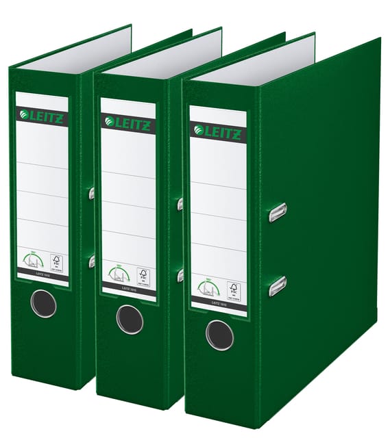 Leitz 180° Ordner PP A4 - Rugbreedte van 80mm - Voordeelverpakking (3 stuks) - Groen