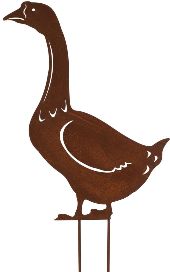 Dekoratief | Tuinprikker m/gans, roest, metaal, 26x43cm | A260491