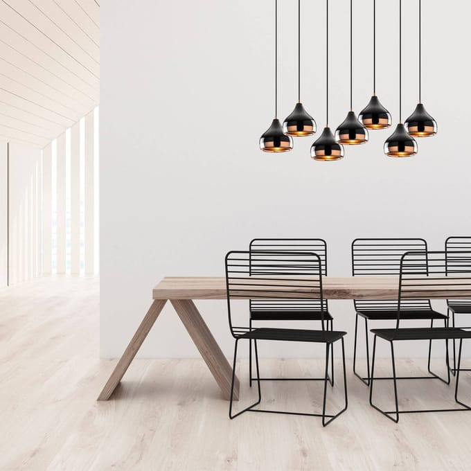 Opviq Hanglamp Yildo 6894, zwart/koper, metaal, 7-lamps