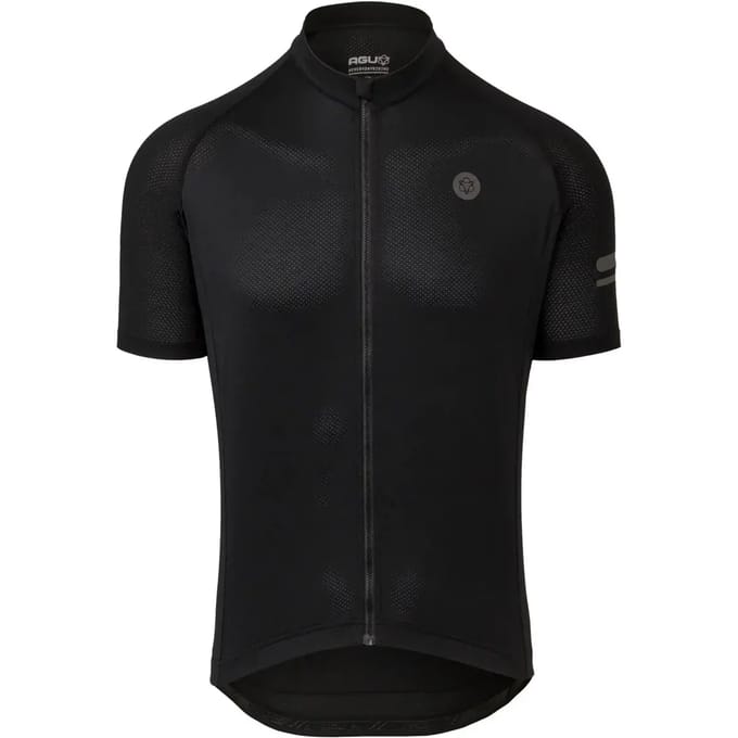 agu Core Fietsshirt Heren Korte Mouwen - Zwart - Drie achterzakken - YKK-rits over de hele lengte - Sneldrogend interlock