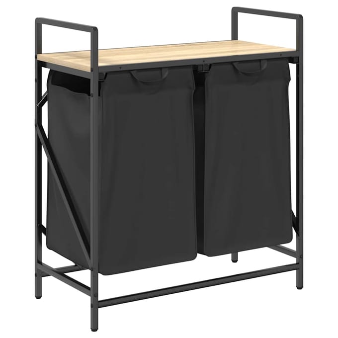 vidaXL - Wasmand - 2 - vakken - met - plank - sonoma - eikenkleurig