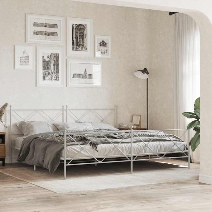 vidaXL - Vervangend - hoofdbord - 200 - cm - metaal - wit