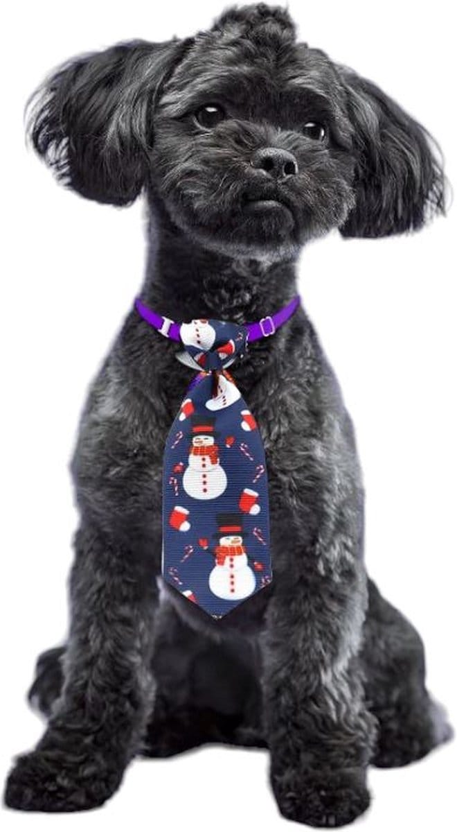 Kerst stropdas - stropdas hond - sneeuwpop blauw - 1 stuks