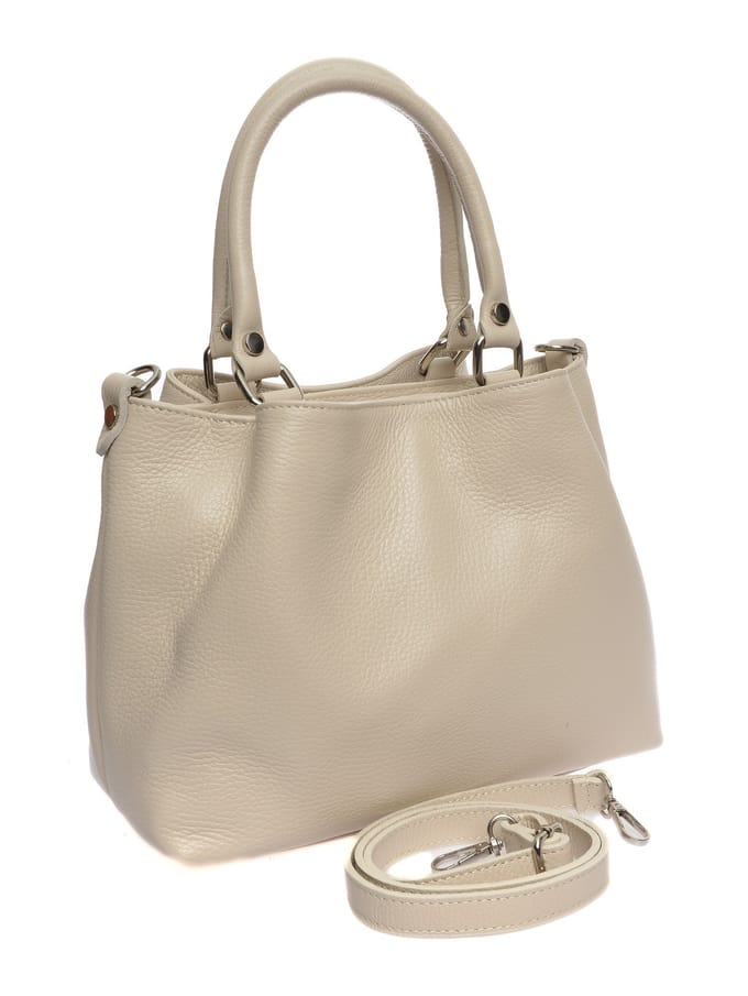 Roberta M Beige Rundleer Tas