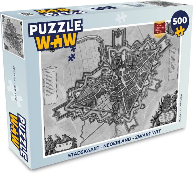 Puzzel Stadskaart - Nederland - Zwart Wit - Legpuzzel - Puzzel 500 stukjes - Plattegrond