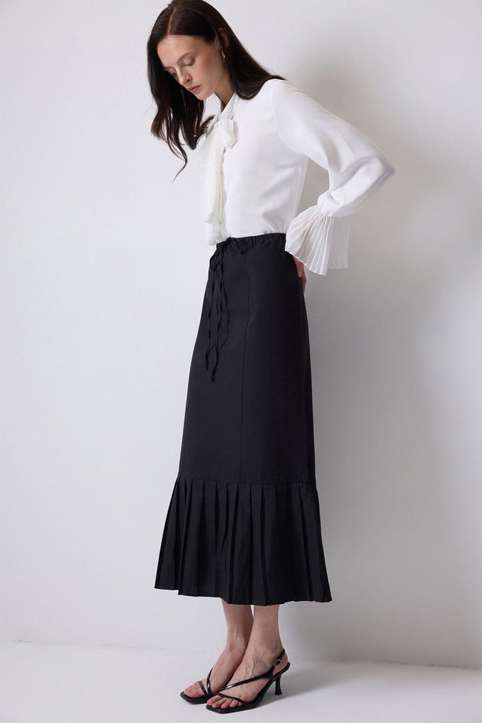 Touché Privé - Geplooide rok met elastische taille - Zwart - Dames