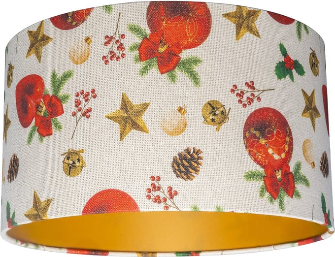 Uniqq Lampenkap met kerst print 30 cm rond – 20 cm hoog