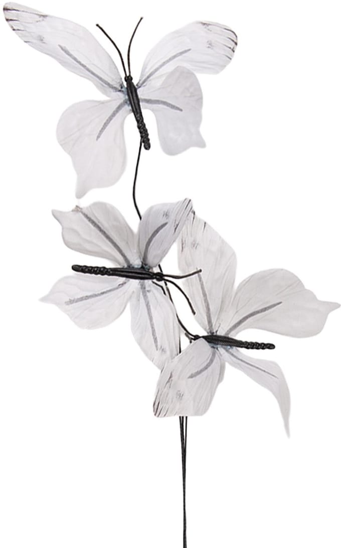 Clayre & Eef Decoratie Tak Vlinder 10x10x65 cm Wit Textiel