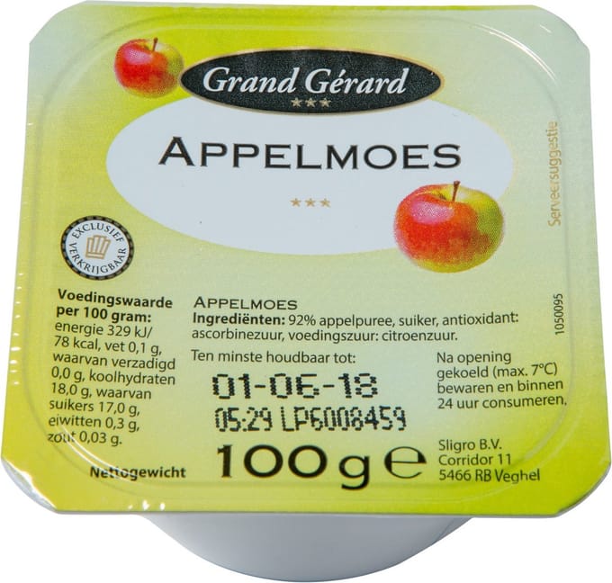 Appelmoes Mini Pakjes 100 gram Grote Doos 120 Stuks