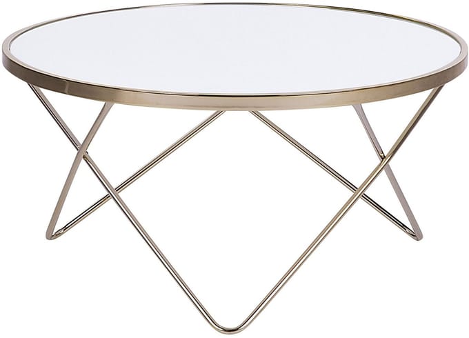 MERIDIAN - Salontafel - Wit/Goud - Veiligheidsglas