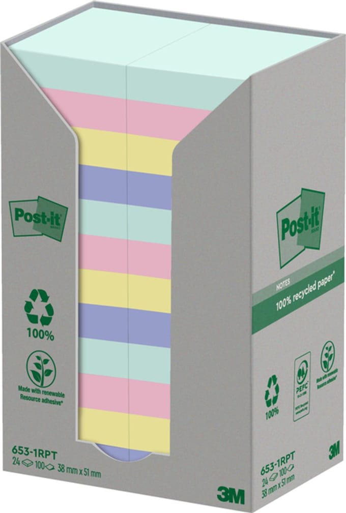 Memoblok post-it 653rpt 38x51mm rainbow pastel | 12 stuks